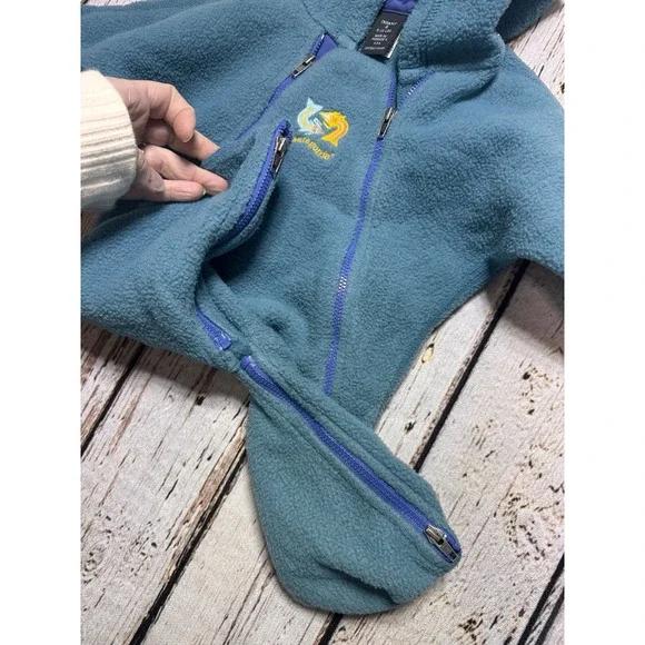 PATAGONIA VTG Synchilla 90's Blue Fleece Zip Bunting Snow Suit Infant S 0-12lbs